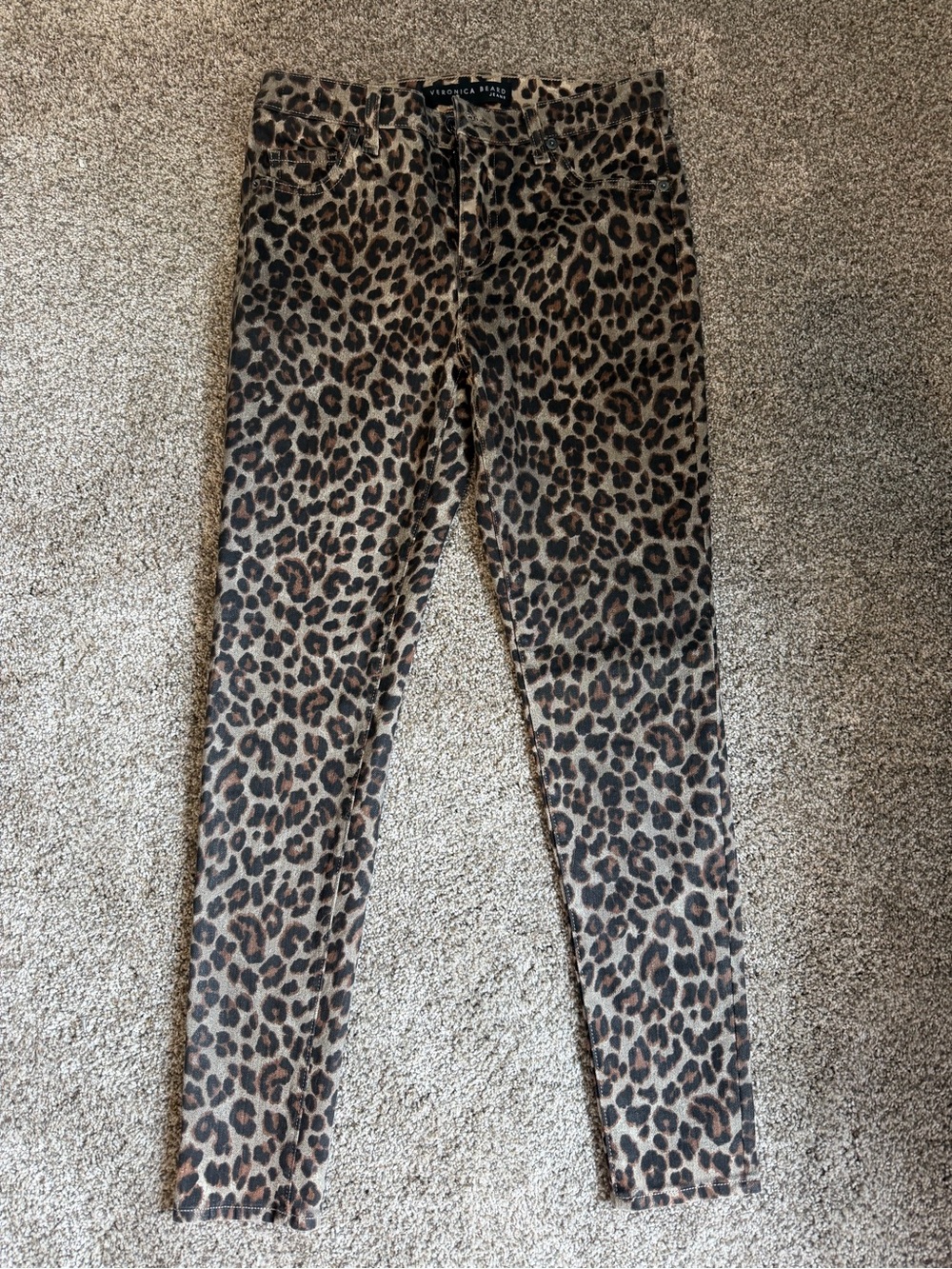 Veronica Beard Leopard Print Skinny Jeans - Brown/Black NWOT